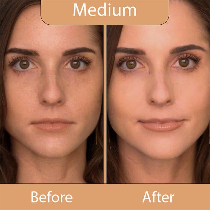 LUMINESS Airbrush Spray Silk Foundation Starter Kit - Medium - Foundation, Primer & Dual-Sided Angled Buffing Brush - Medium, Buildable Coverage