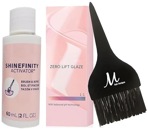 Shinefinity Zero Lift Glaze 07/12 Medium Blonde Ash Demi-Permanent Hair Color 2 Ounce, Shinefinity Activator 2 oz and M Hair Designs Tint Brush Beauty & Personal Care M Hair Designs