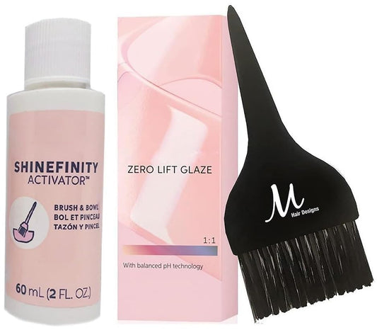 Shinefinity Zero Lift Glaze 09/36 Very Light Blonde Gold Violet Demi-Permanent Hair Color 2 Ounce, Shinefinity Activator 2 oz and M Hair Designs Tint Beauty & Personal Care M Hair Designs