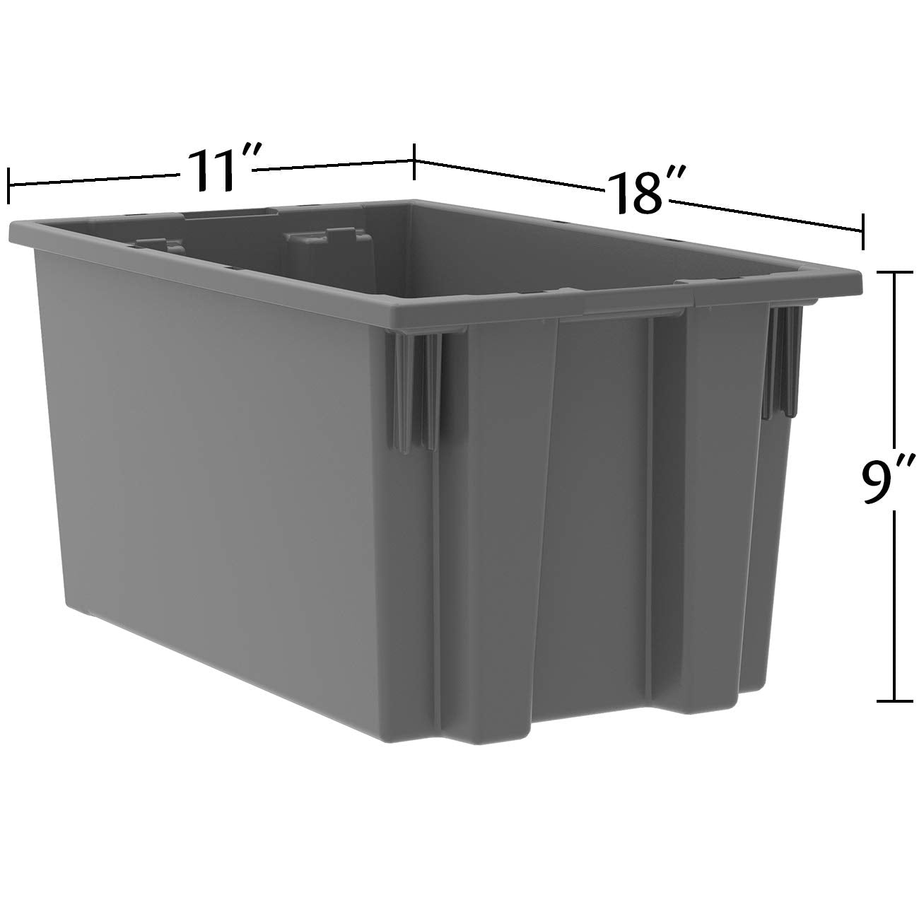 Akro-Mils 35185 Nest and Stack Plastic Storage Container and Distribution Tote, (18-Inch L x 11-Inch W x 9-Inch H), Blue, (6-Pack)