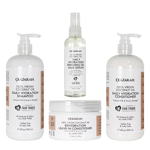 Coconut Revitalize and Nourish Hair Care Set - Coconut Milk/Oil Infused Ultimate Hydration Bundle (Shampoo, Conditioner, Leave-In Conditioner