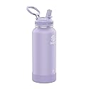 Takeya Actives 32 oz Water Bottle with Straw Lid - Double Wall Stainless Steel Insulation - Dishwasher Safe & BPA-Free - Removable Bumper - Lavender…