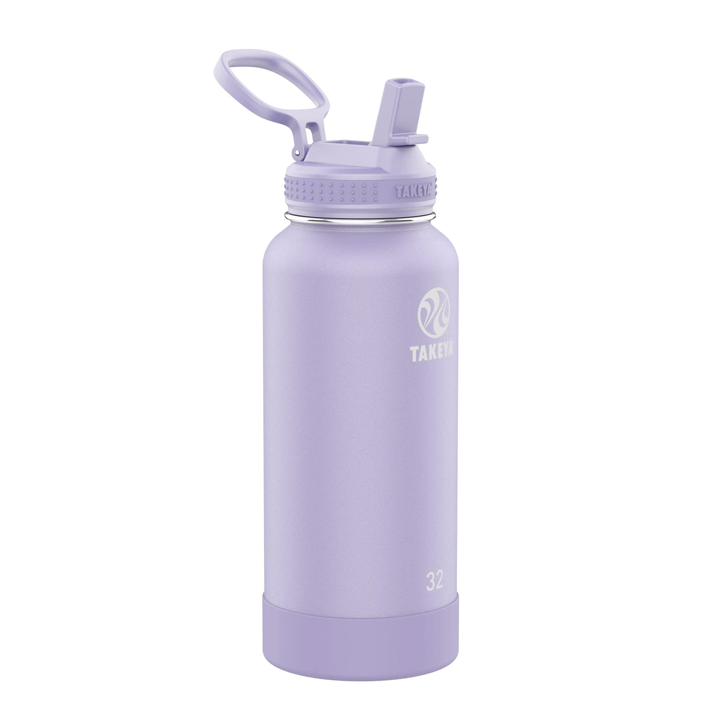 Takeya Actives 32 oz Water Bottle with Straw Lid - Double Wall Stainless Steel Insulation - Dishwasher Safe & BPA-Free - Removable Bumper - Lavender…