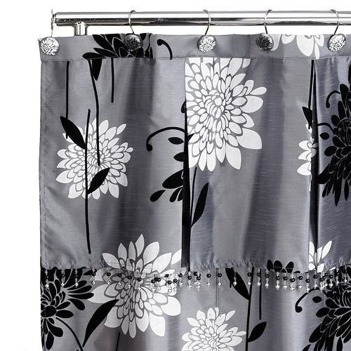 Popular Home The Erica Collection W-ATT VAL Shower Curtain, 70 by 72", Grey