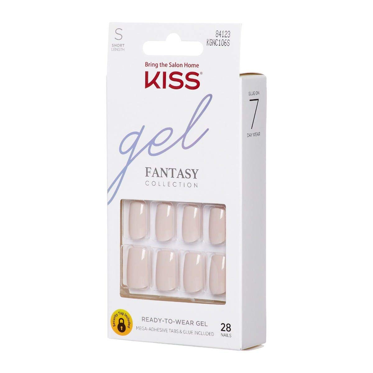 KISS Gel Fantasy Ready-to-Wear Press-On Gel Nails, “Here I Am”, Short, White, Nail Kit with 24 Mega Adhesive Tabs, Pink Gel Glue, Manicure Stick, Mini