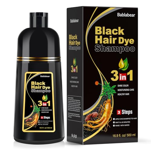Bablabear Black Hair Dye Shampoo for Gray Hair,Hair Color Shampoo for Women and Men, Grey Coverage.500ml Beauty and Personal Care Bablabear Default Title