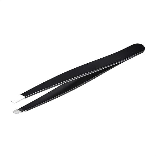 Amazon Basics Slant Tip Tweezer - Professional Stainless Steel Tweezer for Effective Hair Removal, Ideal for Daily Beauty Regimen, with Travel Case