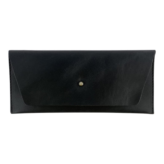 Hide & Drink, Long Utility Pouch, Stylish Wallet for Carrying and Storing Cash, Clutch Bag, Full Grain Leather, Handmade, Charcoal Black