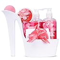 Valentine’s Day Gifts for Women - 8 Pc Spa Gift Baskets for Women, Cherry Blossom Scented Heel Shoe Spa Basket, Elegant Bath Set, Romantic Spa Gift