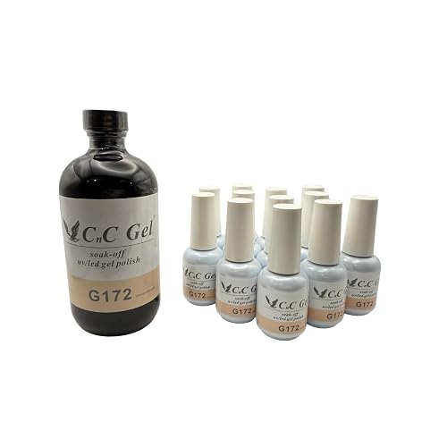 CNC GEL Cotton Candy G172 Soak-Off UV/LED Gel Polish Set, 8oz Bottle with 12 Free 0.5oz Bottles, No Cleanse Formula, Super Shiny Finish, Professional Beauty & Personal Care CNC GEL