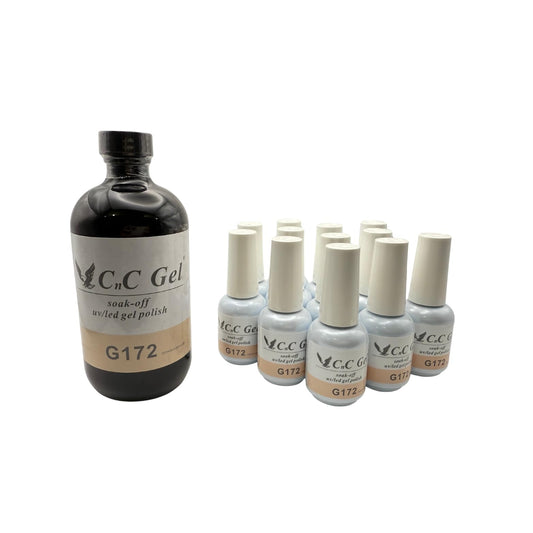 CNC GEL Cotton Candy G172 Soak-Off UV/LED Gel Polish Set, 8oz Bottle with 12 Free 0.5oz Bottles, No Cleanse Formula, Super Shiny Finish, Professional Beauty & Personal Care CNC GEL