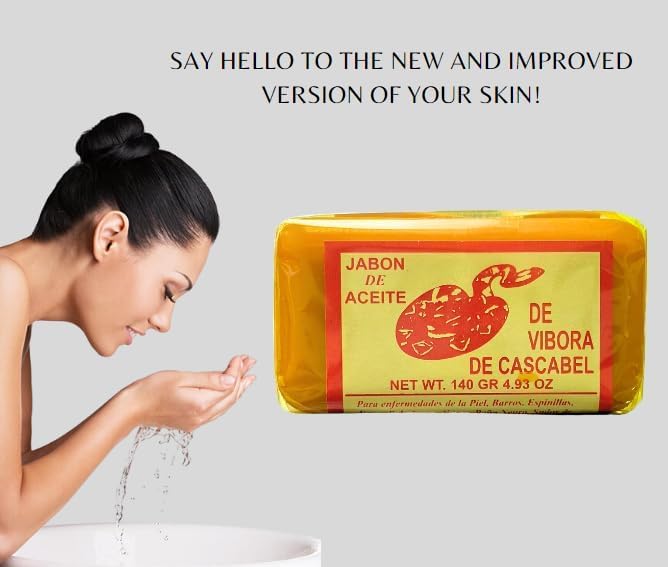 Jabon de aceite de vibora de cascabel (140g) jabon para la cara y todo el cuerpo- Ayuda a eliminar el acne y paño/Rattlesnake soap (4.93 (1)