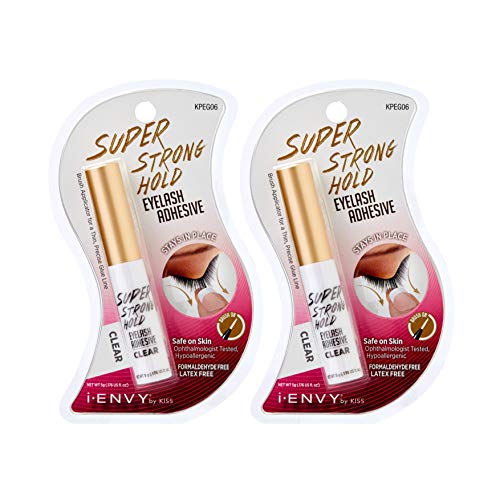 i•ENVY Super Strong Hold Eyelash Adhesive, Waterproof, 48-Hour Long-Lasting Lash Glue, Latex-Free, Hypoallergenic, Quick-Drying with Brush-On