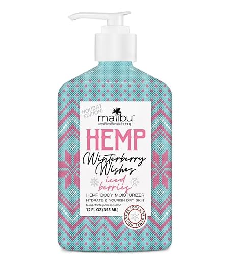 Malibu Hemp Holiday Edition Winterberry Dreams Body Moisturizer, 12 Fl Oz, Paraben-Free Lotion with Hemp Seed Oil for Dry Skin, Cooling and Nourishing