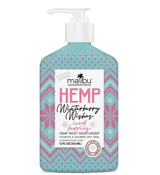 Malibu Hemp Holiday Edition Winterberry Dreams Body Moisturizer, 12 Fl Oz, Paraben-Free Lotion with Hemp Seed Oil for Dry Skin, Cooling and Nourishing