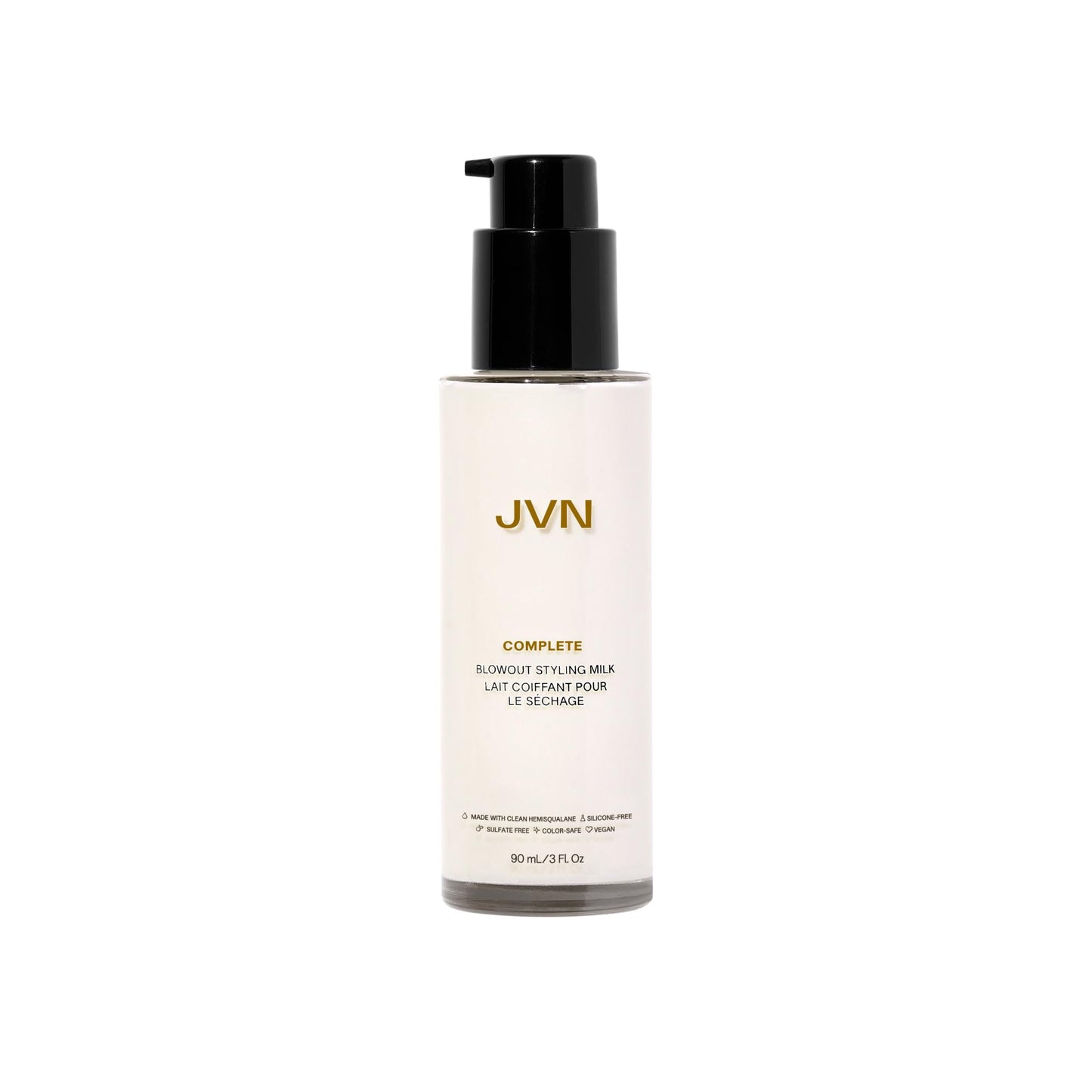 JVN Complete Blowout Styling Milk, 3 Fl Oz, Frizz Fighting, Heat Activated Style Extending Hair Cream and Heat Protectant, Hair Care for Women