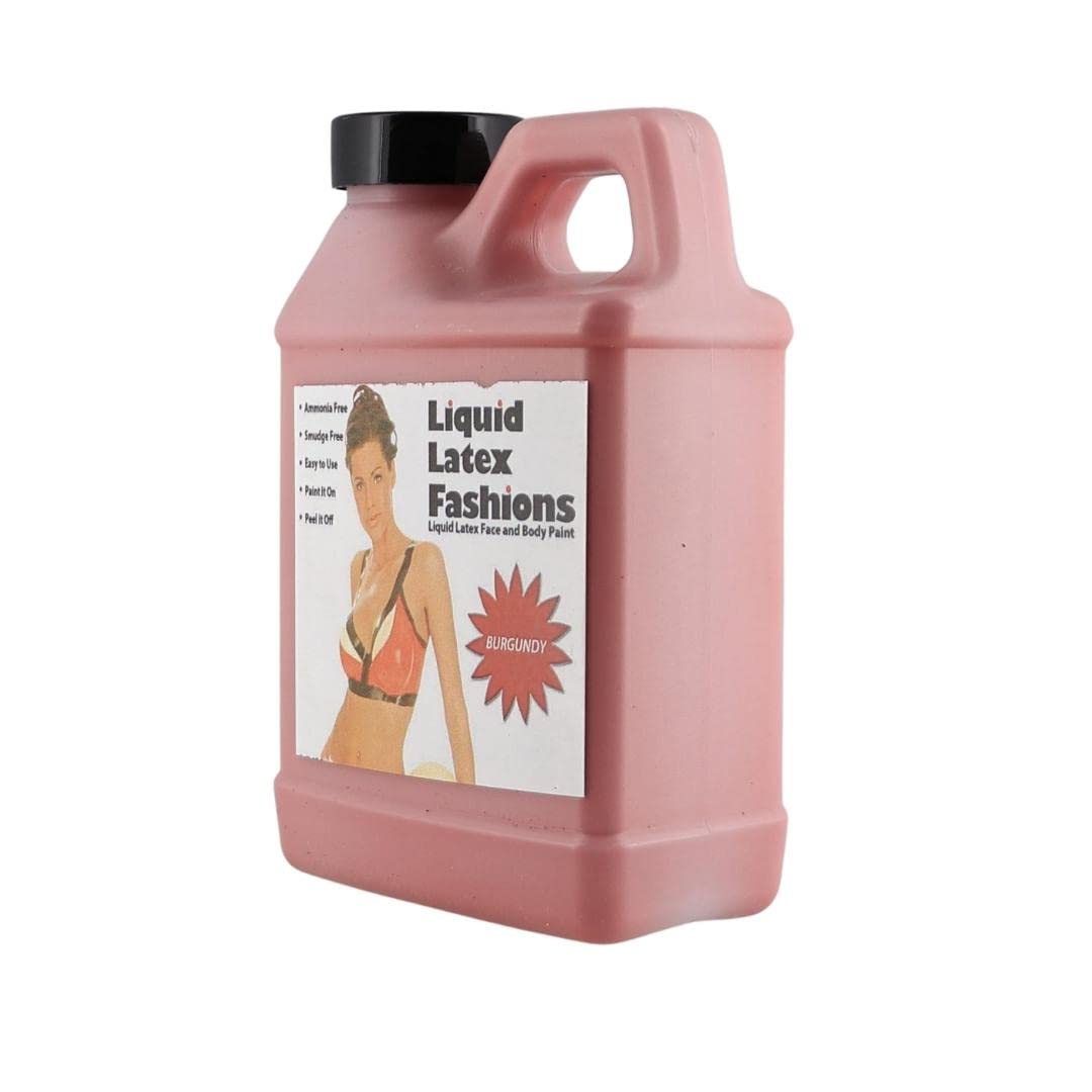 Burgundy 8 Oz - Liquid Latex Body Paint, Ammonia Free No Odor, Easy On and Off, Cosplay Makeup, Creates Professional Monster, Zombie Arts