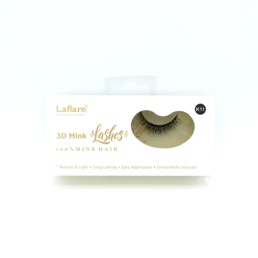 Laflare 3D 100% REAL MINK Eyelashes, Luxurious Hand-made, Light, Natural, Long Lasting, Easy to Apply False Lashes (K11)