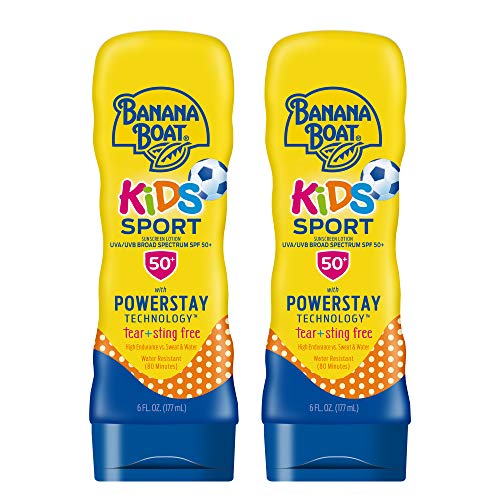 Banana Boat Sport Kids Sunscreen Lotion SPF 50, Twin Pack | Tear Free Sunscreen for Kids SPF 50, Childrens Sunblock Lotion, Oxybenzone-Free, 6oz each