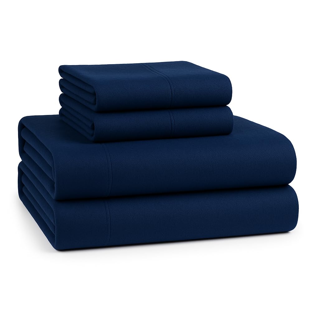 LANE LINEN Cotton Flannel Queen Sheet Set - Brushed for Extra Softness - Lightweight & Durable Cotton Flannel Queen Sheets Set - Warm & Cozy Cotton