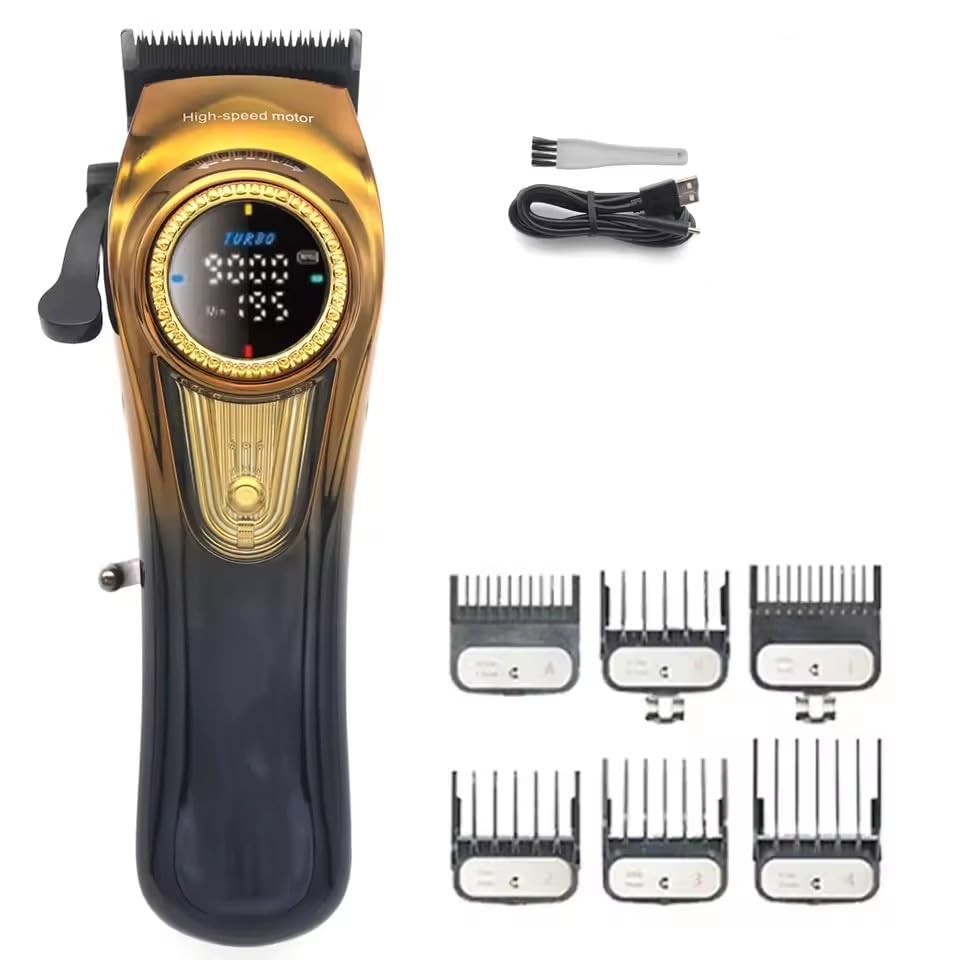 QDKVTNDJZ Professional Hair Clippers for Men, Electric Barber Clipperswith LED Display 6 Guide Combs Cordless Treimmer for Barbers Household Haircut Beauty and Personal Care QDKVTNDJZ