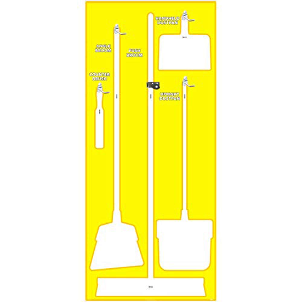 NMC SB108AL 5S Janitorial Shadow Board, Yellow/White, 68"X30", Heavy-DutyAluminum (Tools Sold Separately)