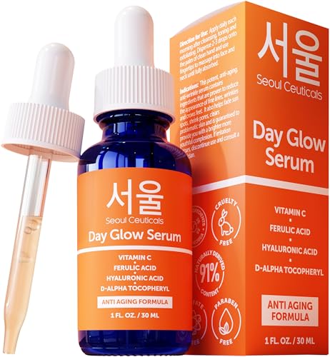 SeoulCeuticals Korean Skin Care 20% Vitamin C Hyaluronic Acid Serum + CE Ferulic Acid - Potent Anti Aging, Anti Wrinkle Korean Beauty 1oz Beauty and Personal Care SeoulCeuticals Default Title