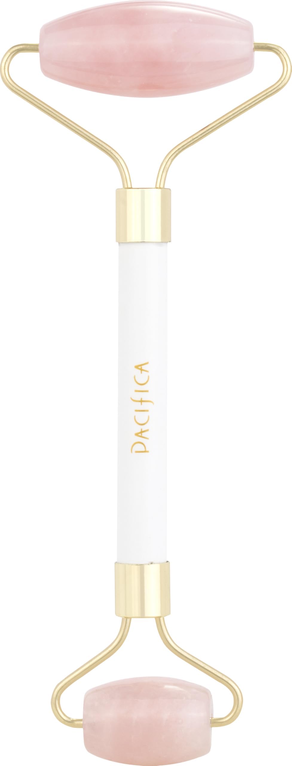 Pacifica Rose Quartz Facial Roller Massager - Crystal Gua Sha Skincare Tool for Face, Eyes & Neck - Cooling Stone Face Massager for Wrinkles, Fine