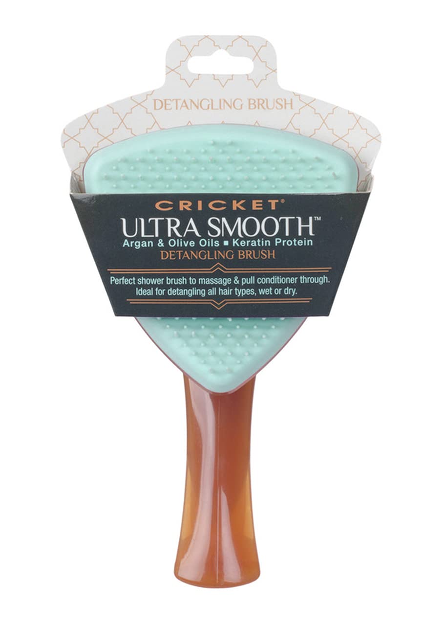 Cricket Ultra Smooth Detangling Brush - Infused with Argan & Olive Oils and Keratin Protein, Anti-Frizz Hairbrush for Wet and Dry Hair, Ergonomic