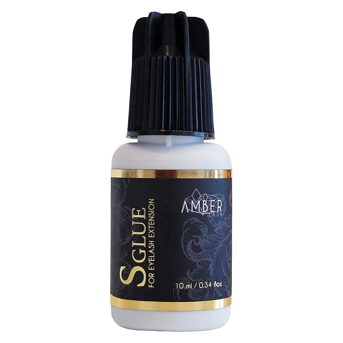 Amber Lash, S Glue 10ml for Professional Eyelash Extension, 1-Second Dry time, Up to 8 Weeks Bonding, Strong Strength, Carbon Black Adhesive for Salon