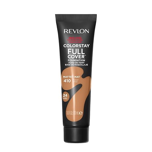 Revlon ColorStay Full Cover Longwear Matte Foundation, Heat & Sweat Resistant Lightweight Face Makeup, Toast (410), 1.0 oz