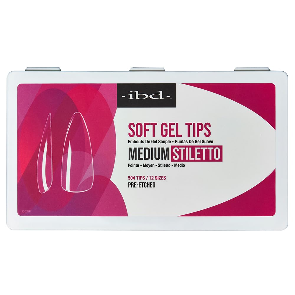 IBD Clear Soft Gel Nail Tips Almond Medium Stiletto - Pre-Etched Full Cover Nail Extensions for Acrylic & Gel Manicures, Lightweight Press On Nails Beauty & Personal Care IBD