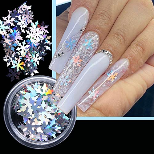 Valuu Christmas Snowflakes Ultrathin Nail Sequins Laser Sparkly Nail Glitter Flake Winter DIY Nail Decals Nail Decoration