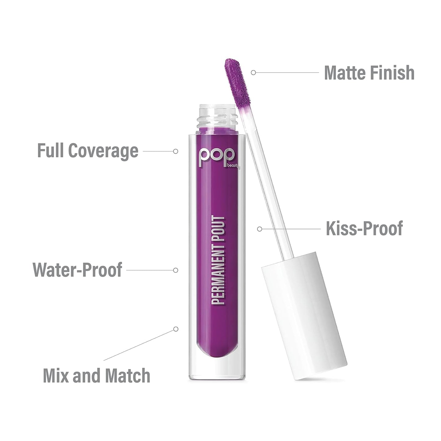 POP Beauty PERMANENT POUT | OMG VIOLET - Long Lasting Liquid Lipstick | Water, Smudge and Kiss-Proof, Velvet Lip Paint, Matte Finish, Full Colour