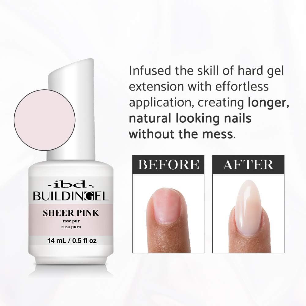 IBD Building Gels Sheer Pink, Bottle - Hard Builder Gel for Nails Extensions, Sculpting & Overlays, Soak-Off UV/LED Nail Enhancement, 0.5 oz, 1 Count Beauty & Personal Care IBD