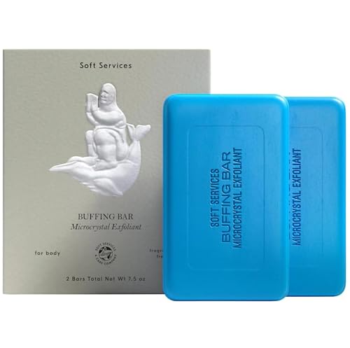 Soft Services Buffing Bar Exfoliating Body Bar for KP and Ingrown Hair (2 pack), Blue