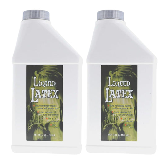Liquid Latex for Special Effects (2 Pack Set) 16 Oz EACH! Skin-Safe, Dries Clear, Easy Application, for Halloween, Cosplay, Zombie SFX and Movie