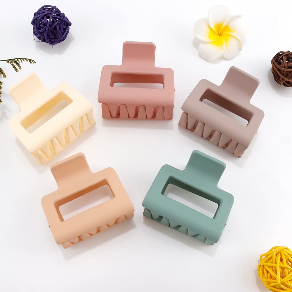 ATODEN Hair Accessories for Women: 5Pcs Square Matte Claws, Thin Hair Clips, Cute Banana Jaw Clamps for Hair Styling