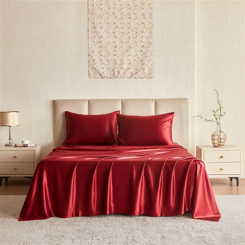 Mulberry Park Silks - 22 Momme 100% Mulberry Silk Sheets - Queen Size Bed Set - 16" Pocket - Luxurious Bed Sheets & Pillowcases, Skin-Friendly &