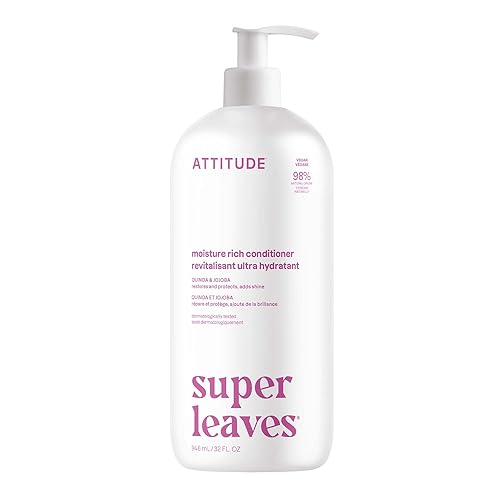 ATTITUDE Moisture Rich Hair Conditioner, For Dry and Damaged Hair, Naturally Derived Ingredients, Vegan Detangler, Dermatologiocally Tested, Quinoa