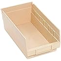 Quantum Storage Systems QSB102IV 30-Pack 4" Hanging Plastic Shelf Bin Storage Containers, 11-5/8" x 6-5/8" x 4" , Ivory