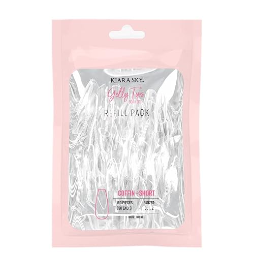 Kiara Sky Gelly Tips Refill Packs - Soak Off Soft Gels - Coffin Shape (Short Length) (Sizes 0, 1, 2) Beauty & Personal Care KIARA SKY