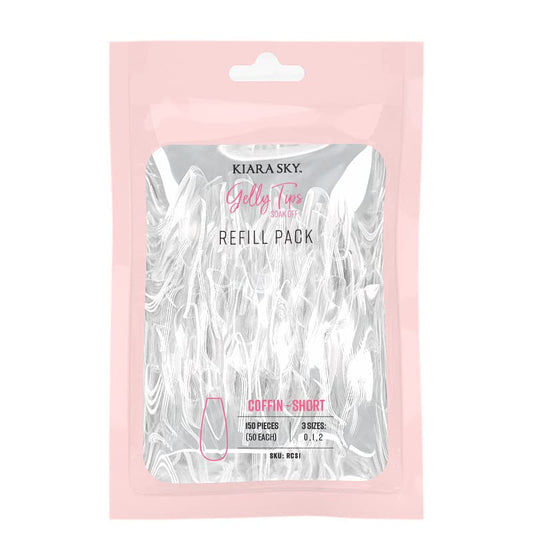 Kiara Sky Gelly Tips Refill Packs - Soak Off Soft Gels - Coffin Shape (Short Length) (Sizes 0, 1, 2) Beauty & Personal Care KIARA SKY