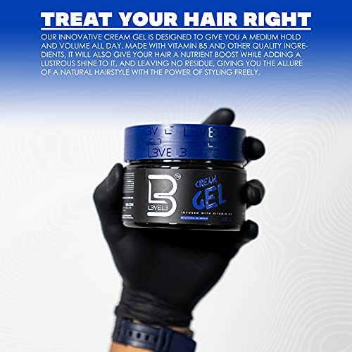L3 Level 3 Cream Gel - Provides Volume and Medium Hold - With Vitamins to Nourish and Protect Hair Level Three Mens Hair Styling Cream (500 ML