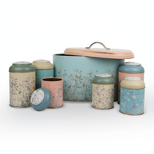 MARIA ROMA 7 Pieces Bread Box for Kitchen Countertop and Canisters Sets for the Kitchen Ideal for Bread Basket Sugar Container Coffee Canister Tea…