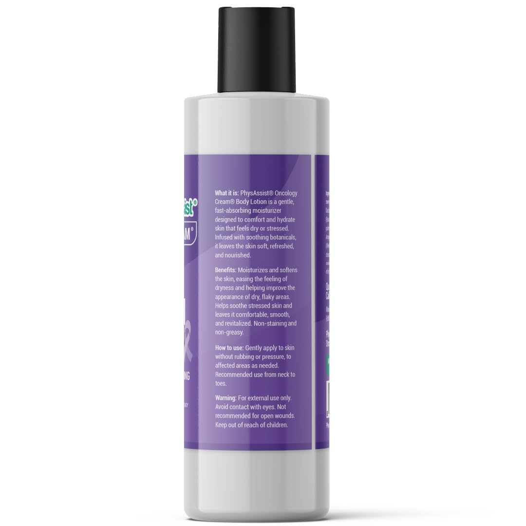 PhysAssist Oncology Cream Body Lotion with Botanicals - Hydrating Lotion for Dry, Sensitive and Stressed Skin - Lavender, Tea Tree, Peppermint