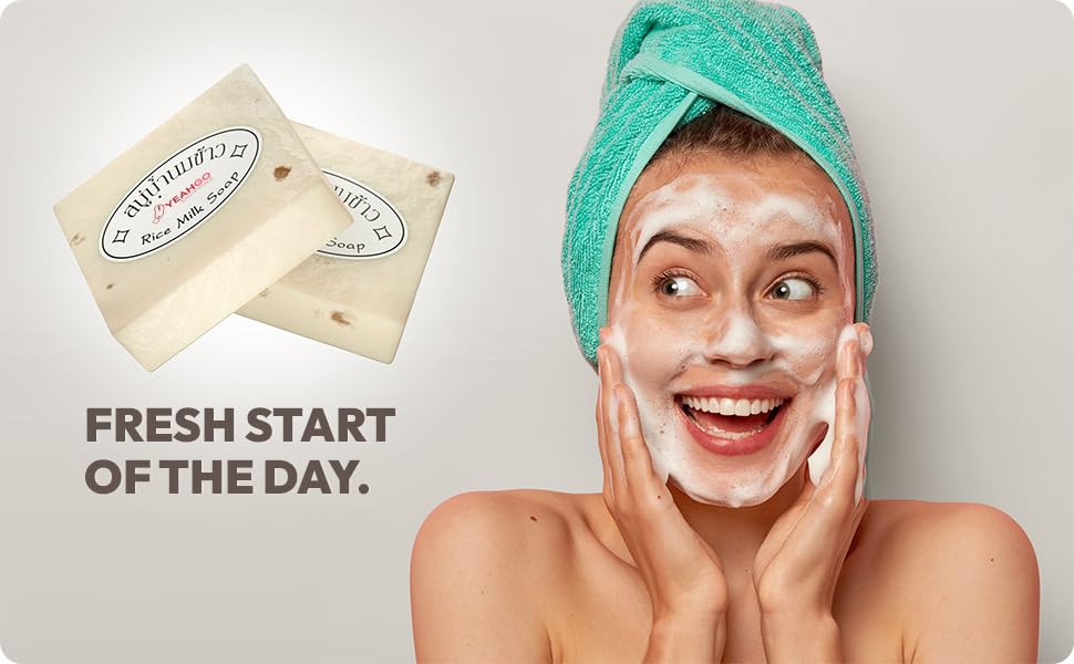 Yeahgoshopping 3 Pcs Original Rice Milk Soap Bar Thailand Jasmine Natural 60-65 Grams Handmade Gluta Collagen Douro Jabon Made in Thailand (3 Soap