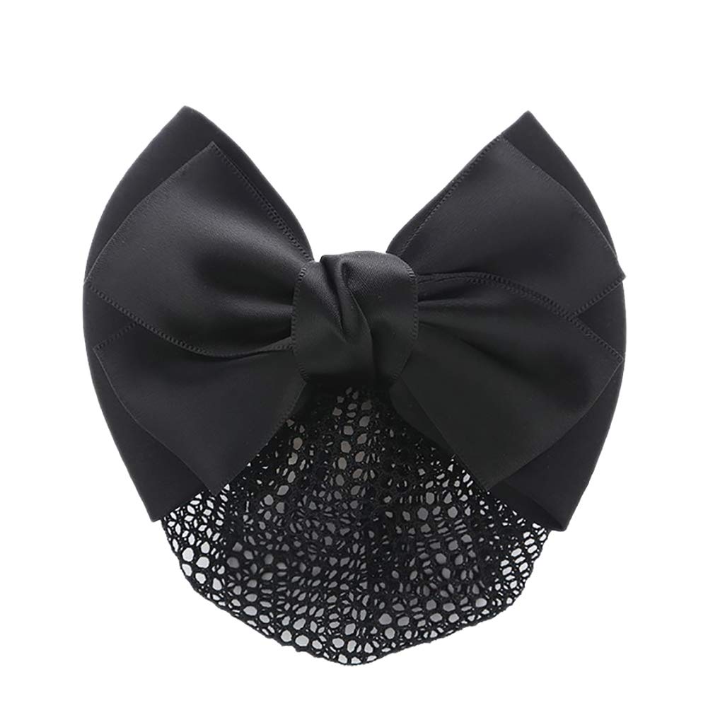 2 Pcs Bowknot Hair Snood Net Barrette Bun Cover Bow Hair Clip Xmas Gifts for Women Lady