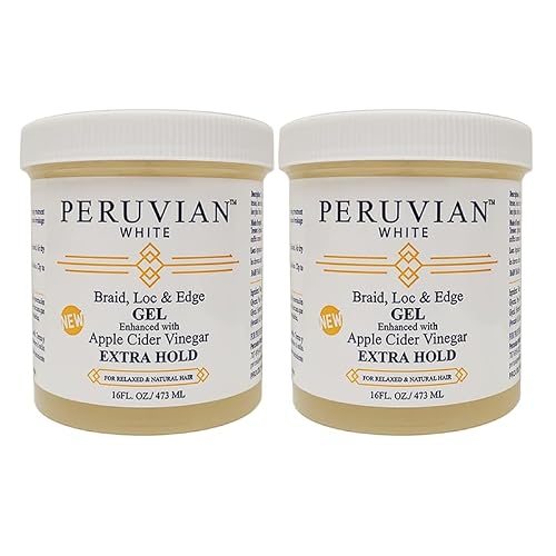 Peruvian white Braid, Loc, and Edge Gel EXTRA HOLD for Relaxed & Natural Hair, 16 oz. (Apple Cider Vinegar) (Pack of 2)