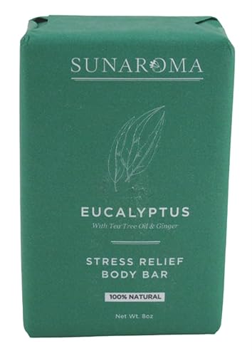 Sunaroma Soap Bar Eucalyptus With Tea Tree + Ginger 8 Ounce (2 Pack)